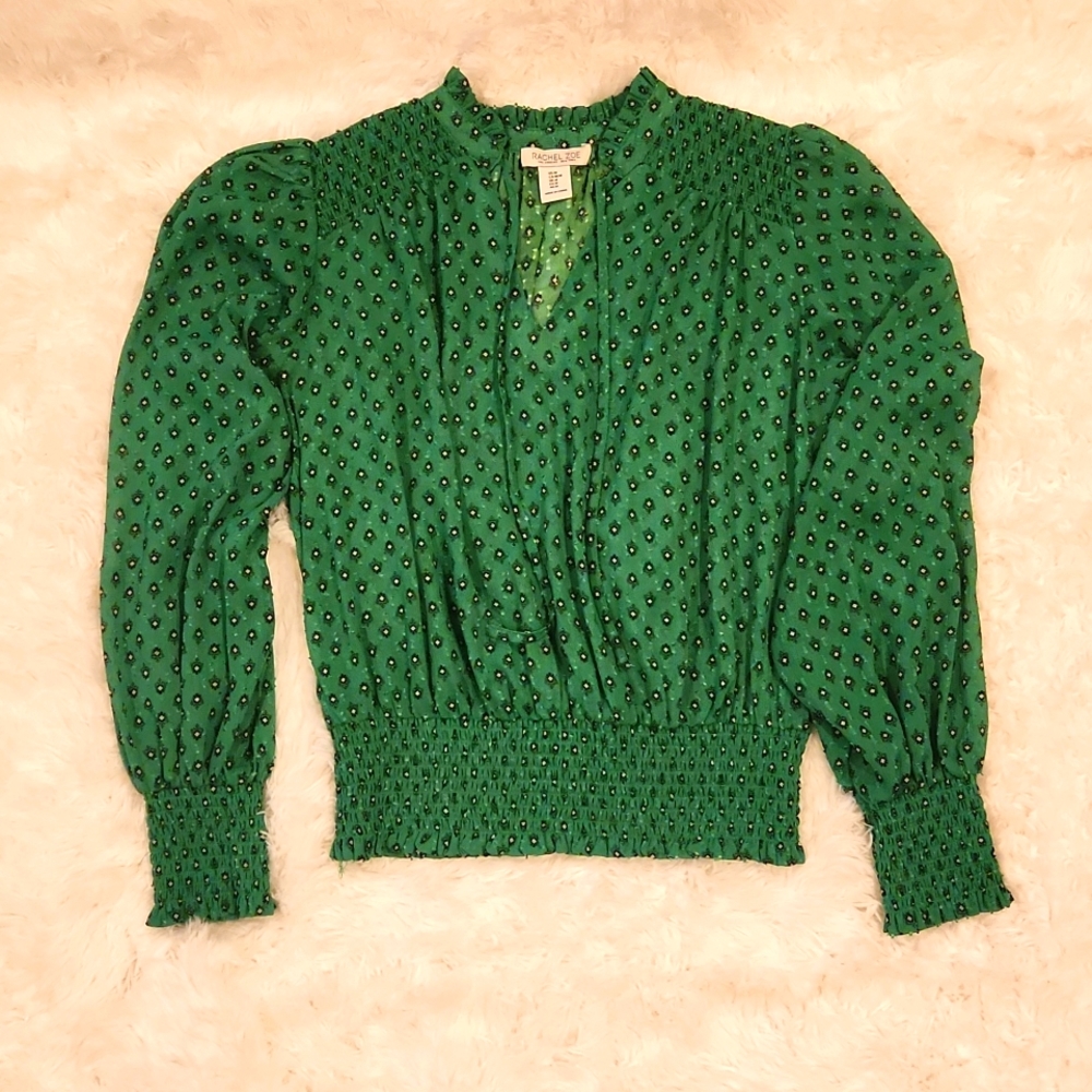 Kelly Green, Sheer, Rachel Zoe, Medium Top